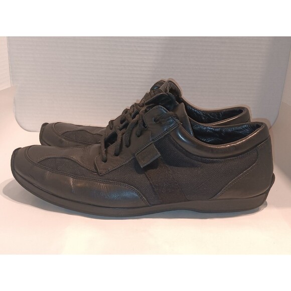 Men’s Gucci Black leather Canvas  Sneakers Size 10   102309 main image 4